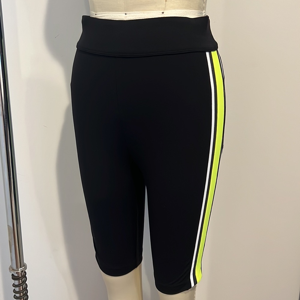 no ka oi black and neons green strip biker shorts
